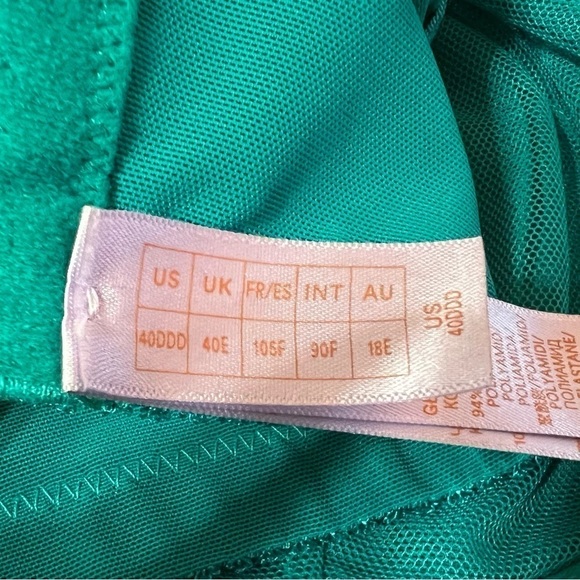 Savage x Fenty | Shimmer Flocked Logo Unlined Bra Teal Shimmer Size 40DDD (40F) - Picture 4 of 13